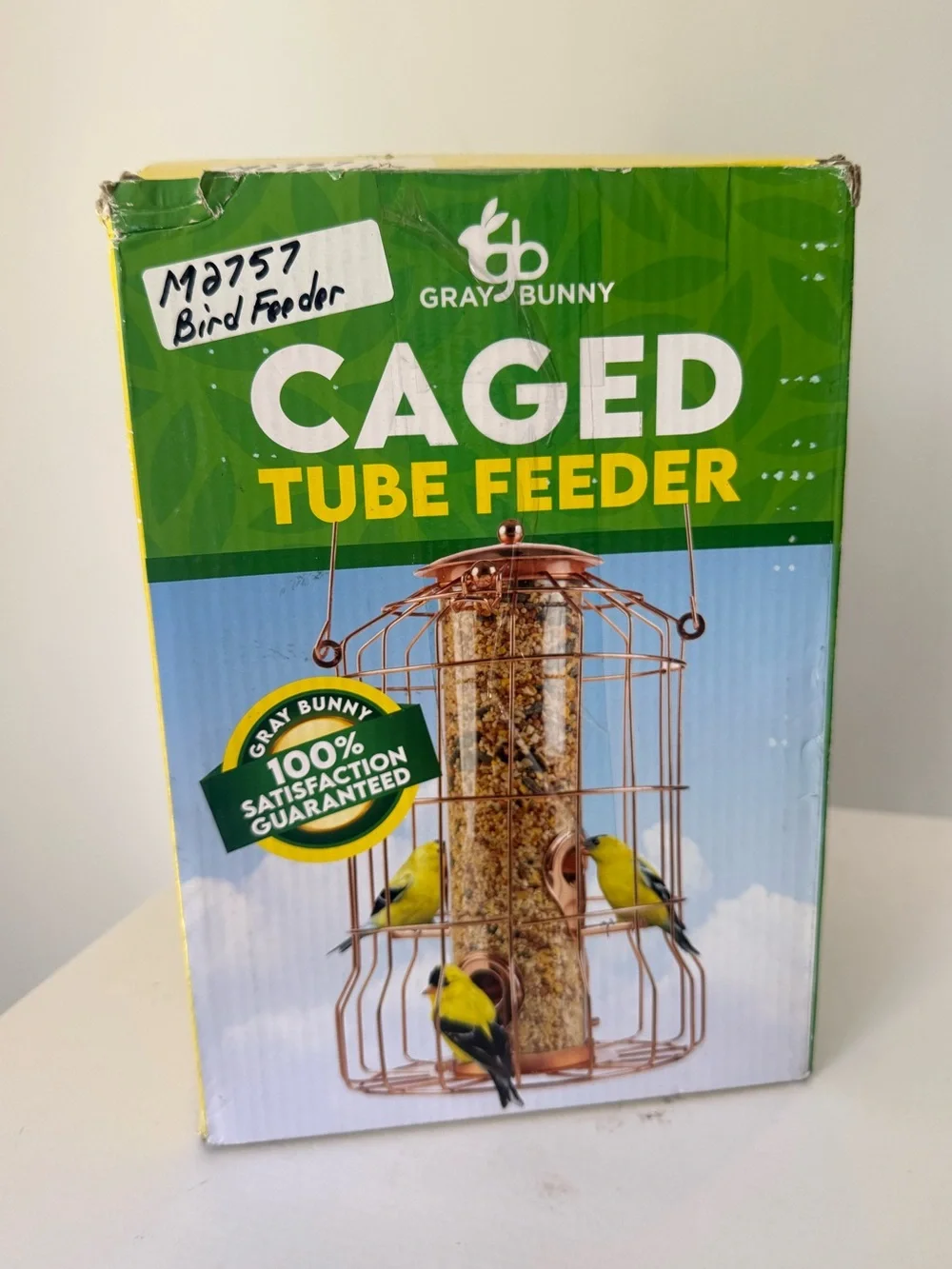 Gray Bunny Rose Gold Bird Seed Feeder Decorative Caged Tube Bird Feeder New